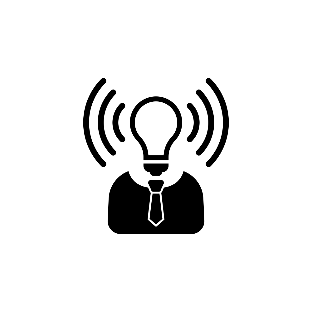 brand awareness represented by a human profile with a glowing lightbulb as their head
